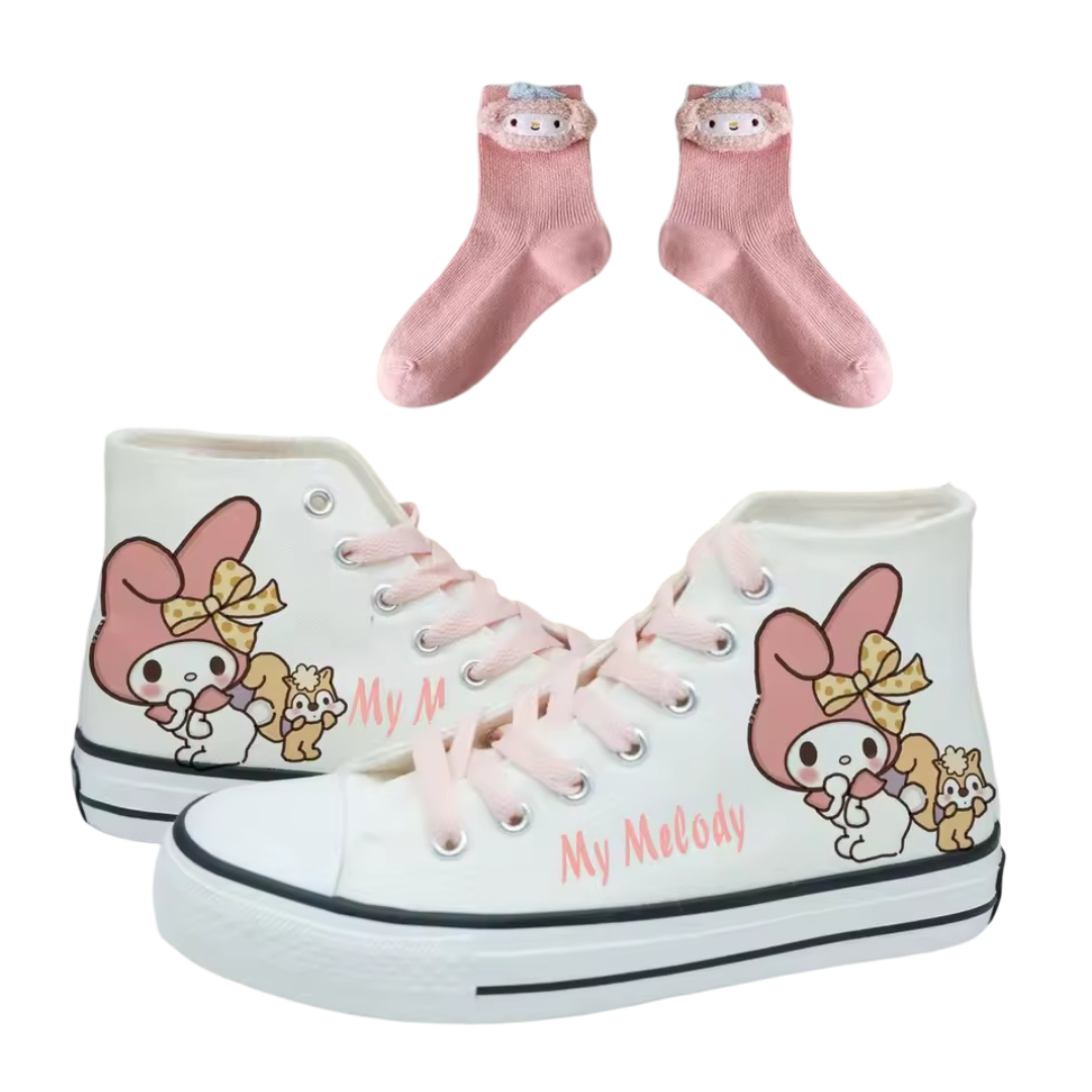 Kawaii Anime Sanrio My Melody Canvas Shoes And Socks