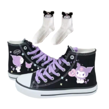 Kawaii Cartoon Sanrio Kuromi Canvas Shoes And Socks Kawaii Cartoon Sanrio Kuromi Canvas Shoes And Socks