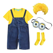 Kawaii Cartoon Minion Cosplay Costume With Wig Jumpsuit Kawaii Cartoon Minion Cosplay Costume With Wig Jumpsuit