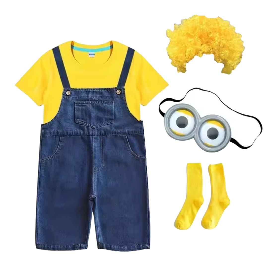 Kawaii Cartoon Minion Cosplay Costume With Wig Jumpsuit