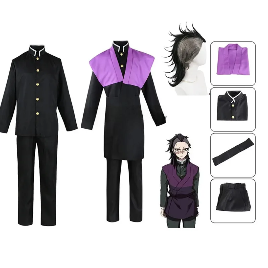 Kawaii Anime Demon Slayer Genya Shinazugawa Cosplay Costume And Wig