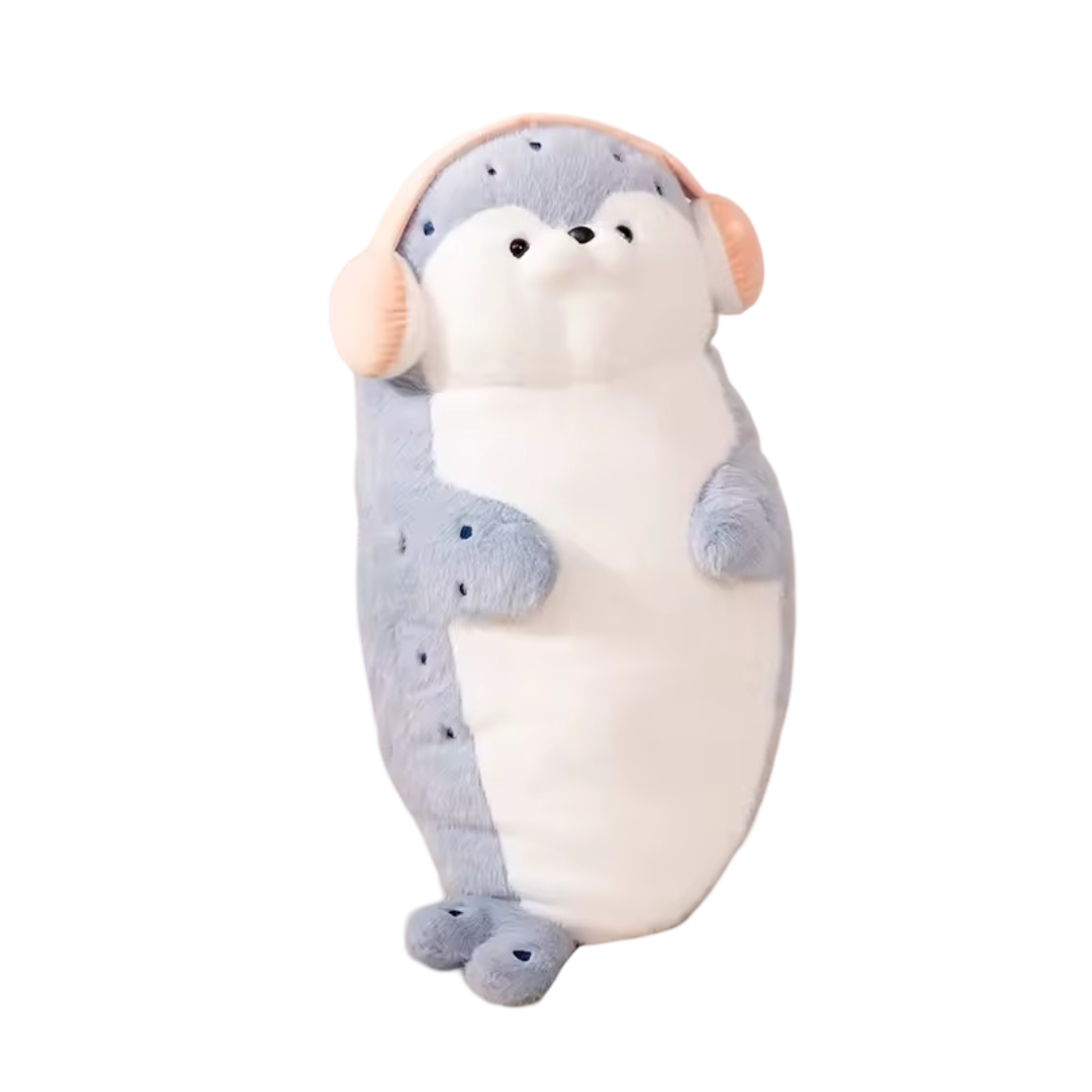 Cartoon Kawaii Earphone Blue Seal Plush Toy