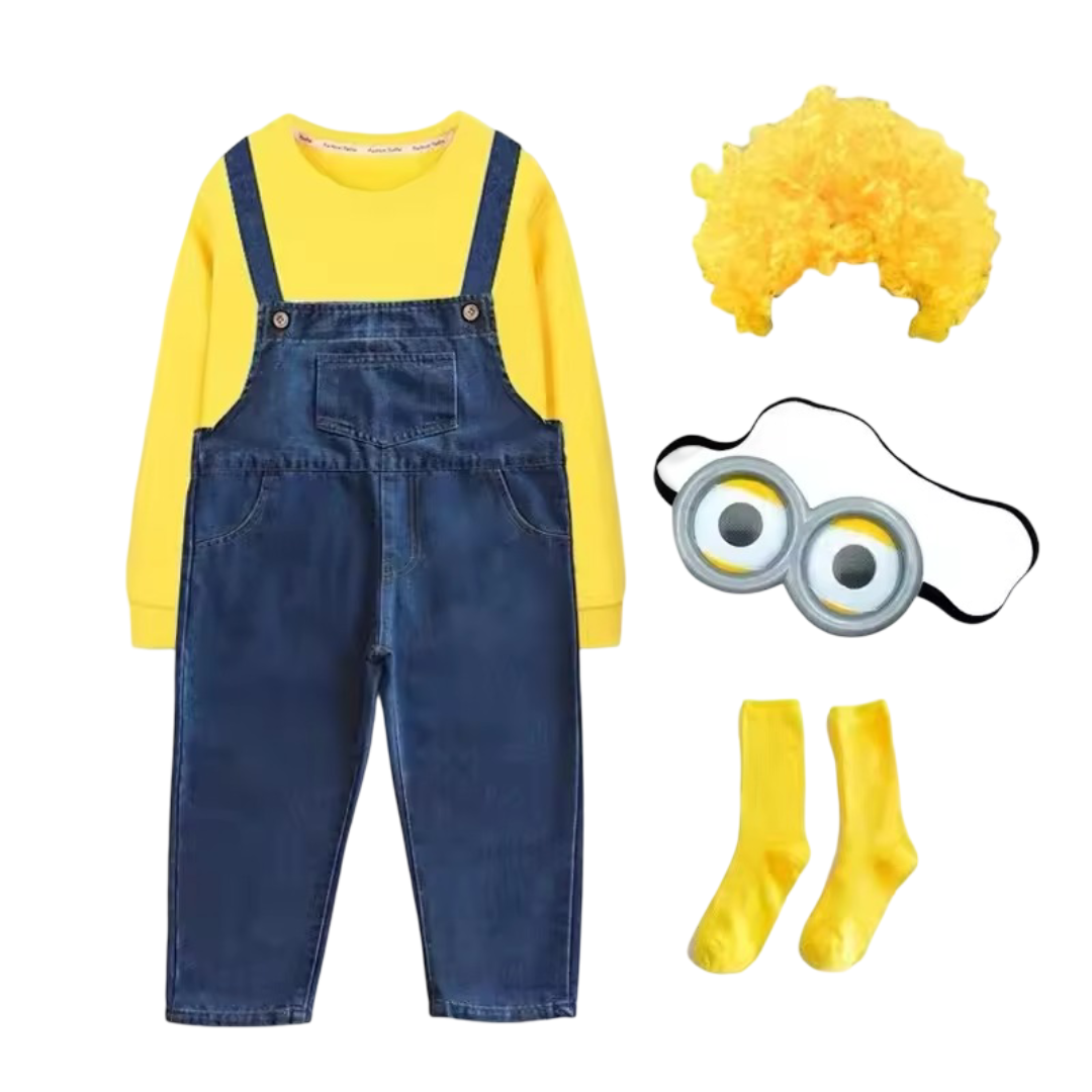 Kawaii Cartoon Minion Cosplay Costume With Wig Jumpsuit