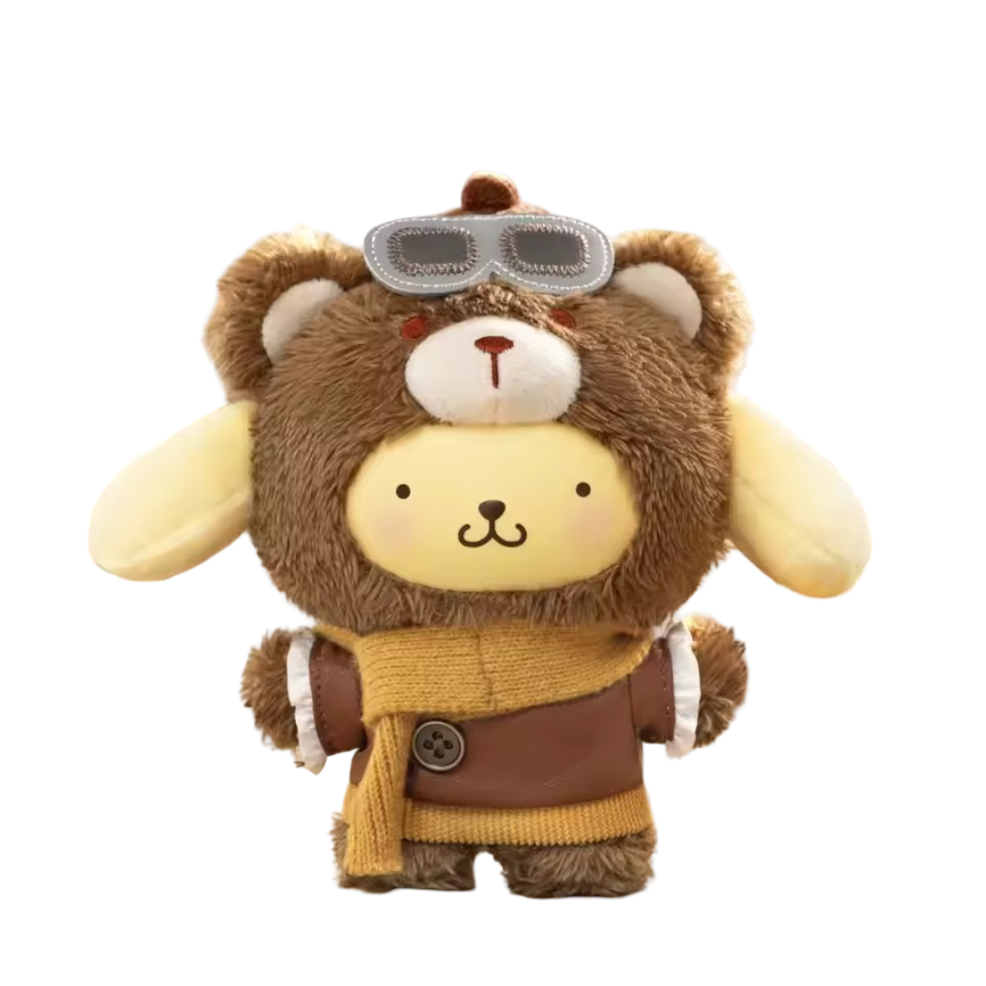 Kawaii Cartoon Pompompurin TOP TOY x Sanrio Characters Afternoon Tea series Covered Bear Toy