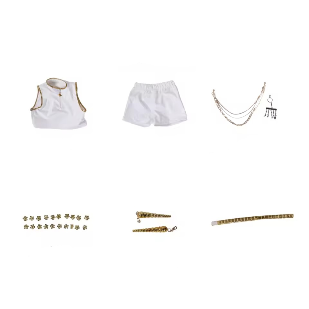 Kawaii Anime KPop Demon Hunters Rumi Cosplay Costume White Golden Suit