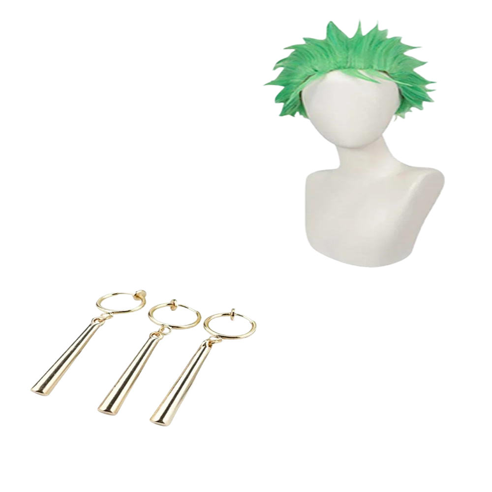 Kawaii Anime One Piece Roronoa Zoro Wig And Earrings