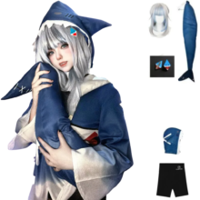 Kawaii Anime Hololive Gawr Gura Cosplay Costume And Wig Kawaii Anime Hololive Gawr Gura Cosplay Costume And Wig