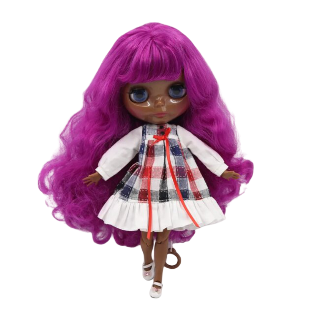 Kawaii ICY DBS Blythe Dark Skin Glossy Face Toy