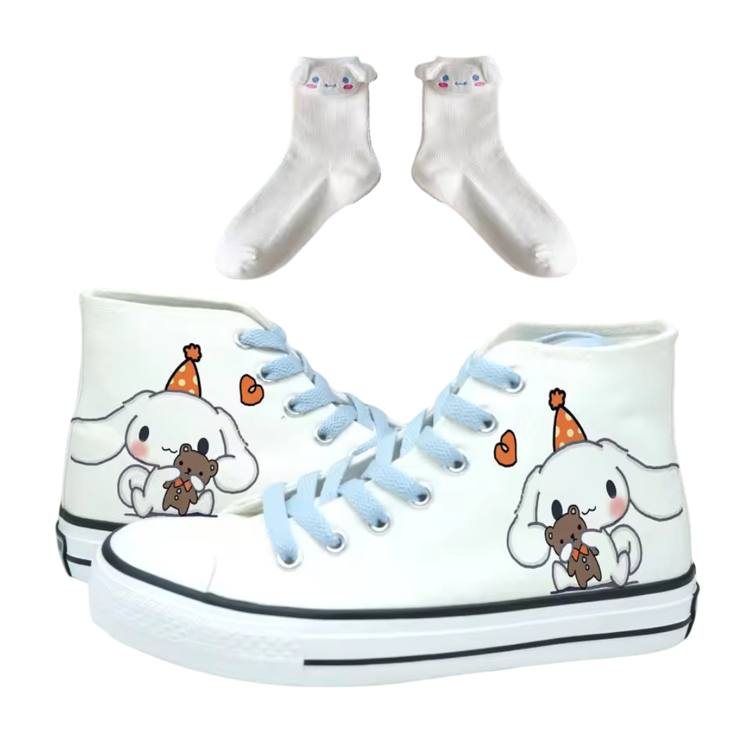Kawaii Anime Sanrio Cinnamoroll Canvas Shoes And Socks