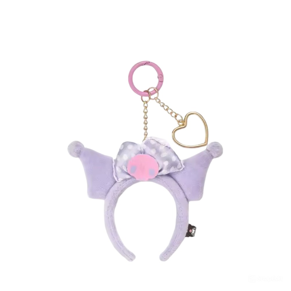Cartoon Kawaii Sanrio Kuromi Headband Plush Keychain