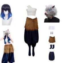 Kawaii Anime Demon Slayer Hashibira Inosuke Cosplay Costume With Mask And Wig Kawaii Anime Demon Slayer Hashibira Inosuke Cosplay Costume With Mask And Wig