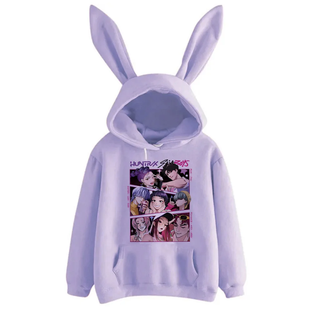 Kawaii Halloween KPop Demon Hunters Anime Character Rabbit Ears Hoodies