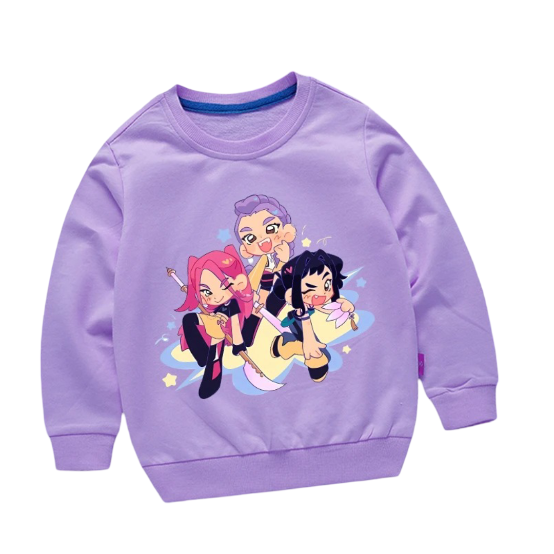 Anime Kawaii KPop Demon Hunters Printed Polyester Sweatshirt