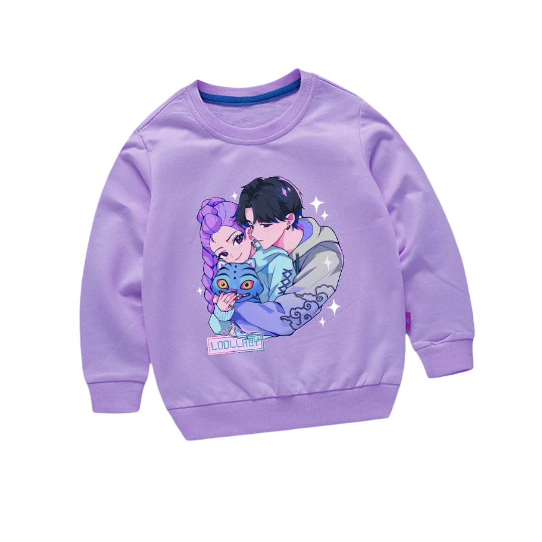 KPop Demon Hunters Printed Kawaii Polyester Sweatshirt