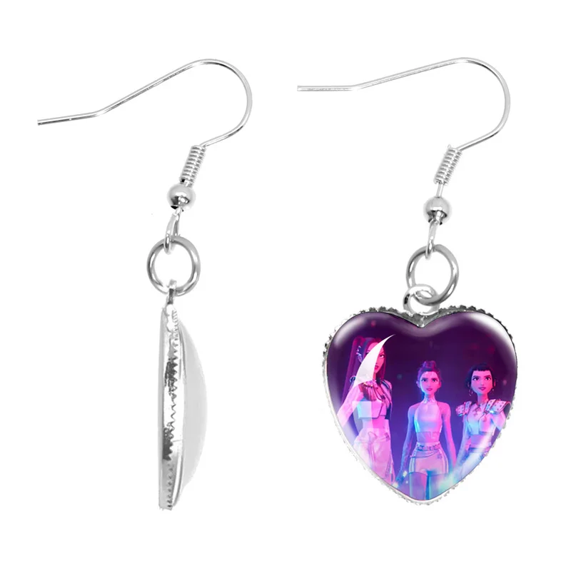 KPop Demon Hunters Kawaii Character Glass Heart Earring