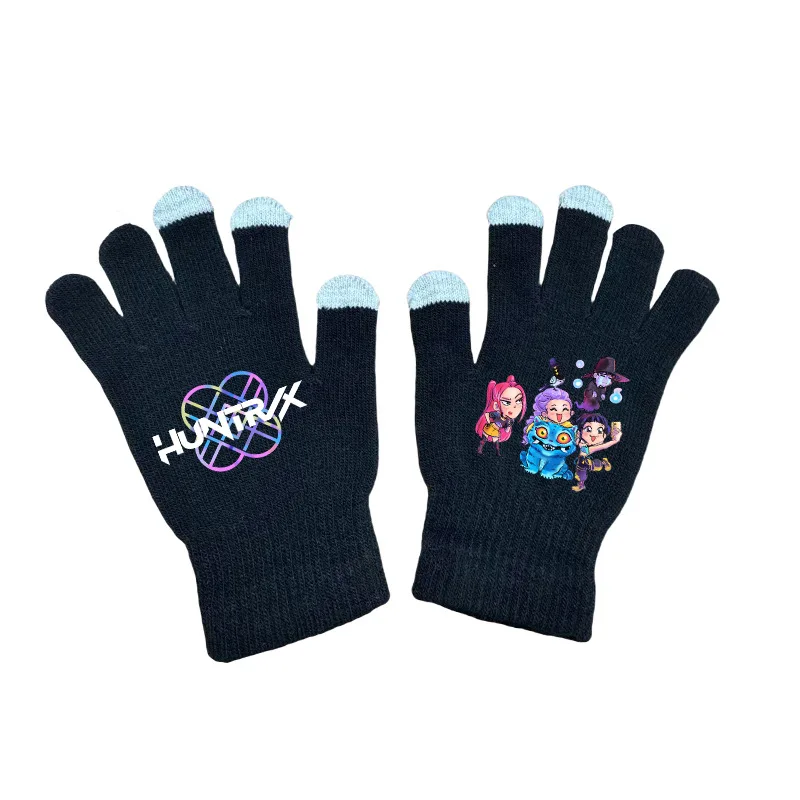 Anime KPop Demon Hunters Knitted Kawaii Gloves For Women