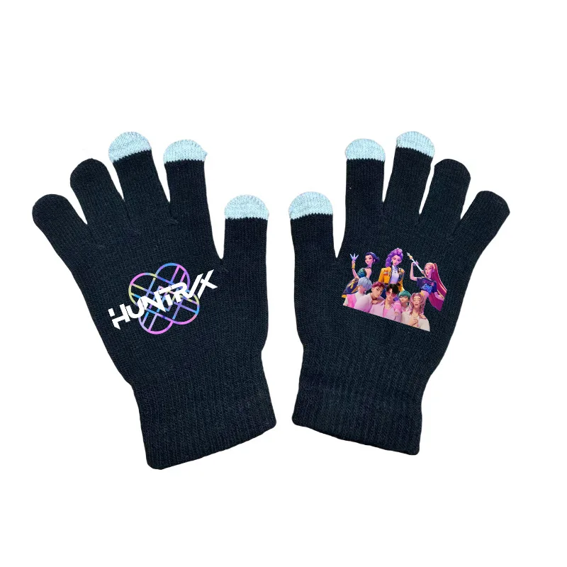 Anime Kawaii KPop Demon Hunters Knitted Gloves For Women