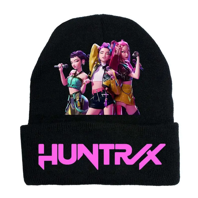 Kawaii Anime KPop Demon Hunters HUNTR/X Pattern Knitted Hat