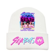 Kawaii Anime KPop Demon Hunters Saja Boys Print Knitted Hat Kawaii Anime KPop Demon Hunters Saja Boys Print Knitted Hat
