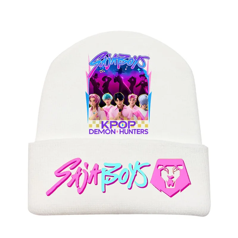 Kawaii Anime KPop Demon Hunters Saja Boys Print Knitted Hat