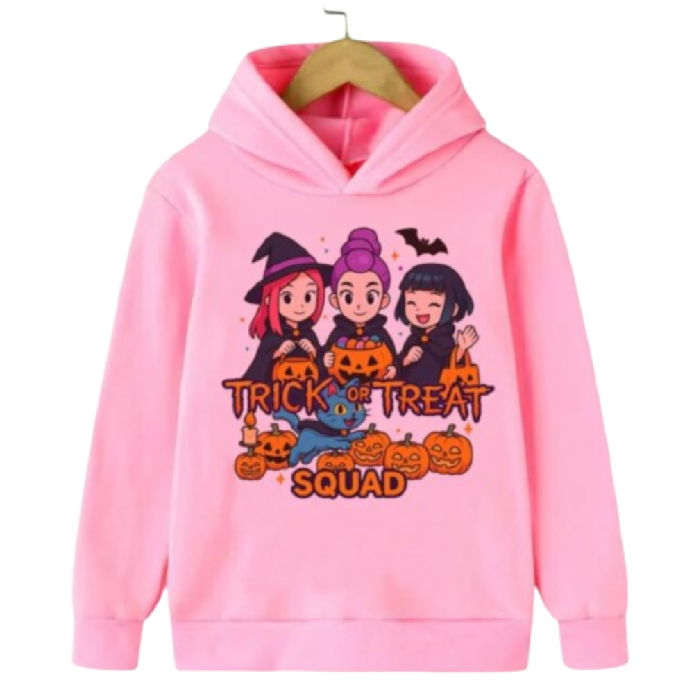 Kawaii Halloween KPop Demon Hunters Trick Or Treat Squad Hoodie Kawaii Halloween KPop Demon Hunters Trick Or Treat Squad Hoodie