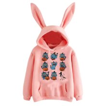 Anime Kawaii KPop Demon Hunters Derpy Tiger And Sussy Rabbit Ears Hoodie Anime Kawaii KPop Demon Hunters Derpy Tiger And Sussy Rabbit Ears Hoodie