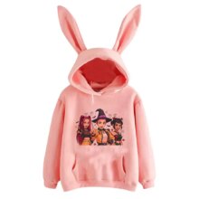 Anime Kawaii Halloween KPop Demon Hunters Rabbit Ears Hoodie Anime Kawaii Halloween KPop Demon Hunters Rabbit Ears Hoodie