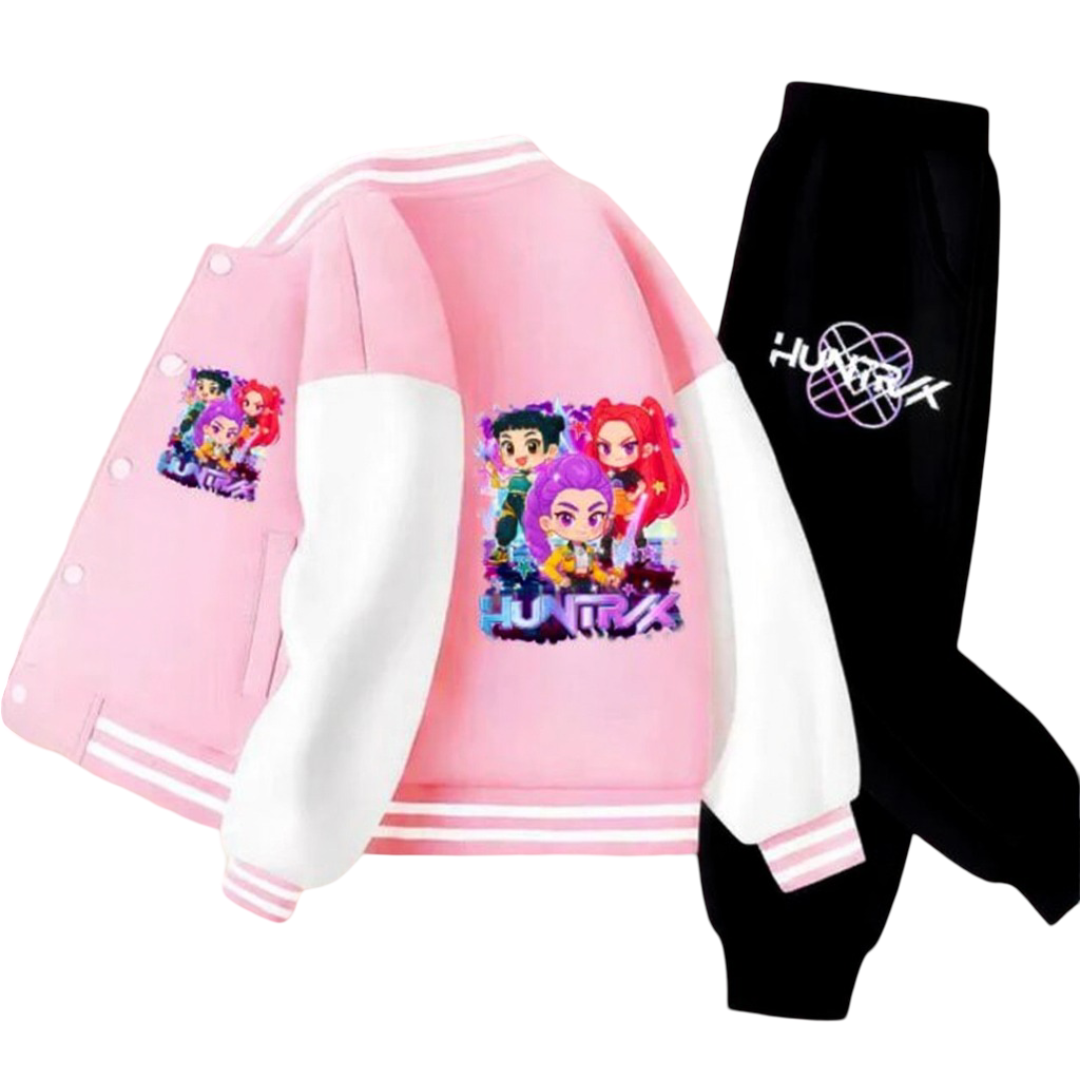 Kawaii KPop Anime Demon Hunters Polyester Hoodie With Pant Set