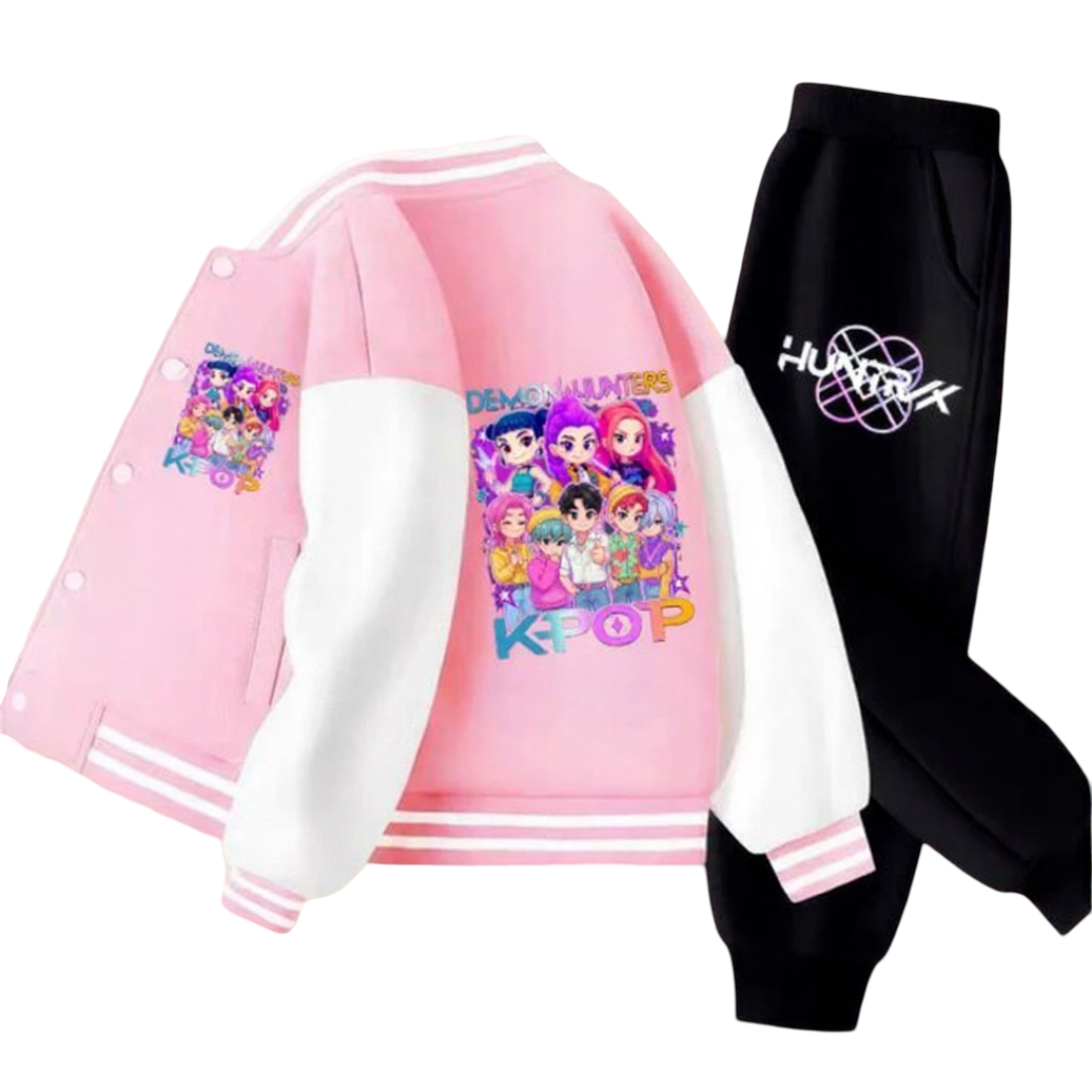 KPop Demon Hunters Kawaii Polyester Hoodie With Pant Set