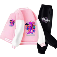 Kawaii KPop Demon Hunters Polyester Hoodie With Pant Set Kawaii KPop Demon Hunters Polyester Hoodie With Pant Set