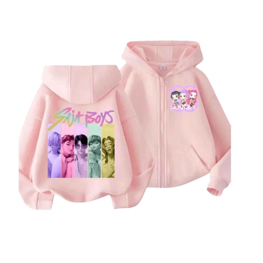 KPop Demon Hunters Saja Boys Zipper Kawaii Hoodie