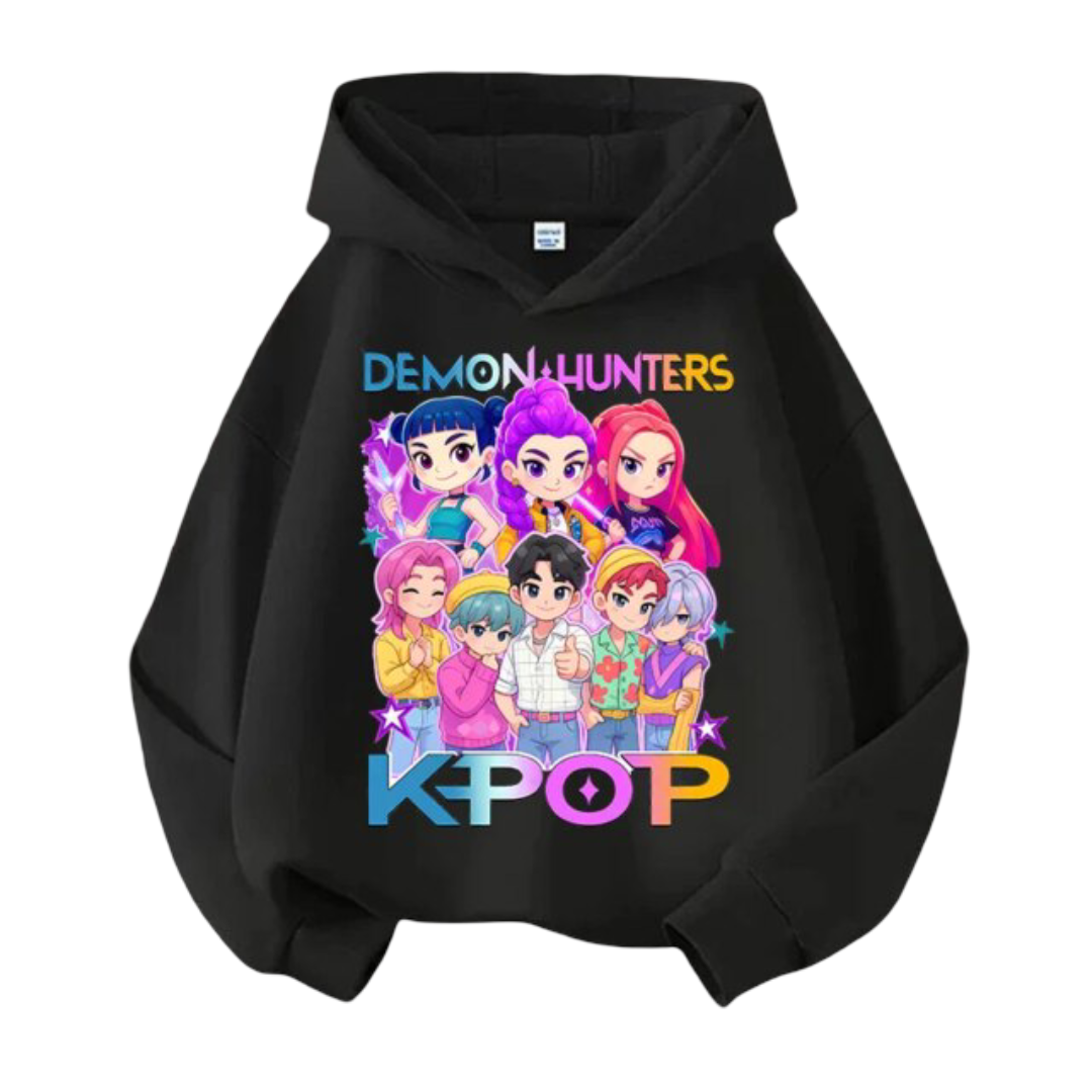 KPop Demon Hunters Print Polyester Kawaii Hoodie