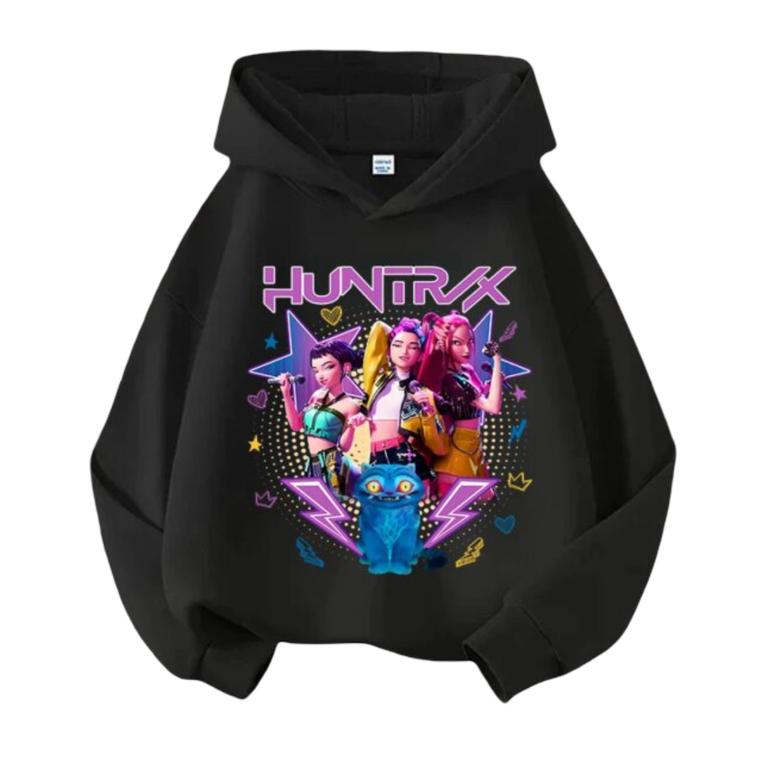 Anime Kawaii KPop Demon Hunters Print Polyester Hoodie