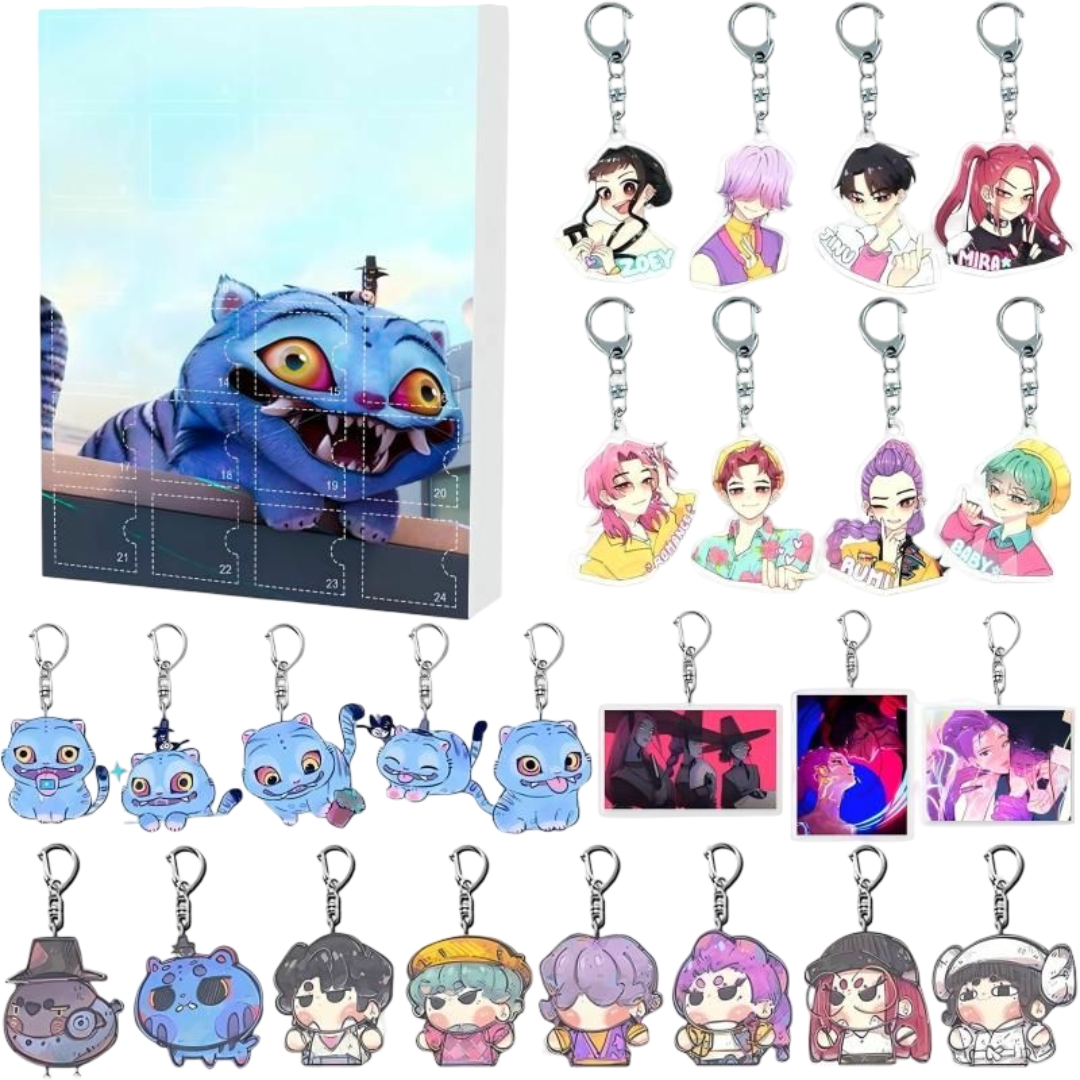 24Pcs KPop Demon Hunters Kawaii Character Advent Calendar Keychain With Box