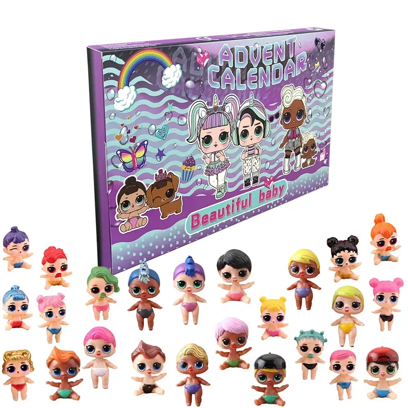 24Pcs Kawaii Baby Advent Calendar Action Figure Keychain With Box
