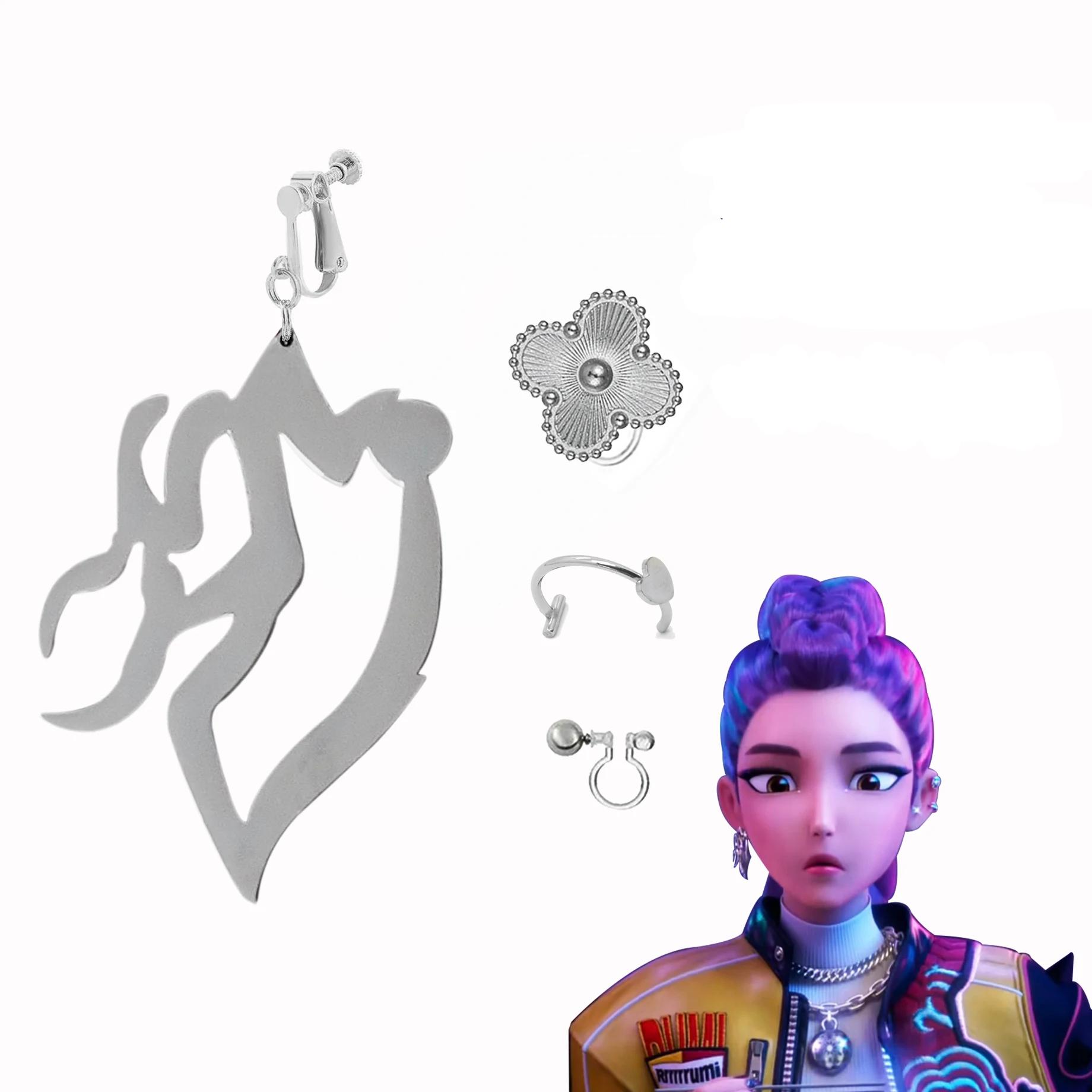 Kawaii KPop Demon Hunters Cosplay Rumi Earrings Clip Kawaii KPop Demon Hunters Cosplay Rumi Earrings Clip