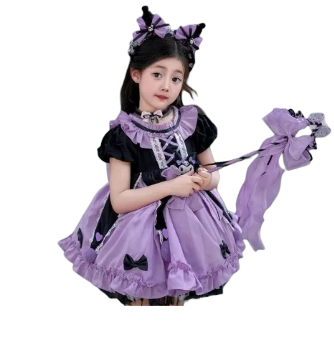 Kawaii Sanrio Kuromi Lolita Princess Cosplay Skirt And Necklace