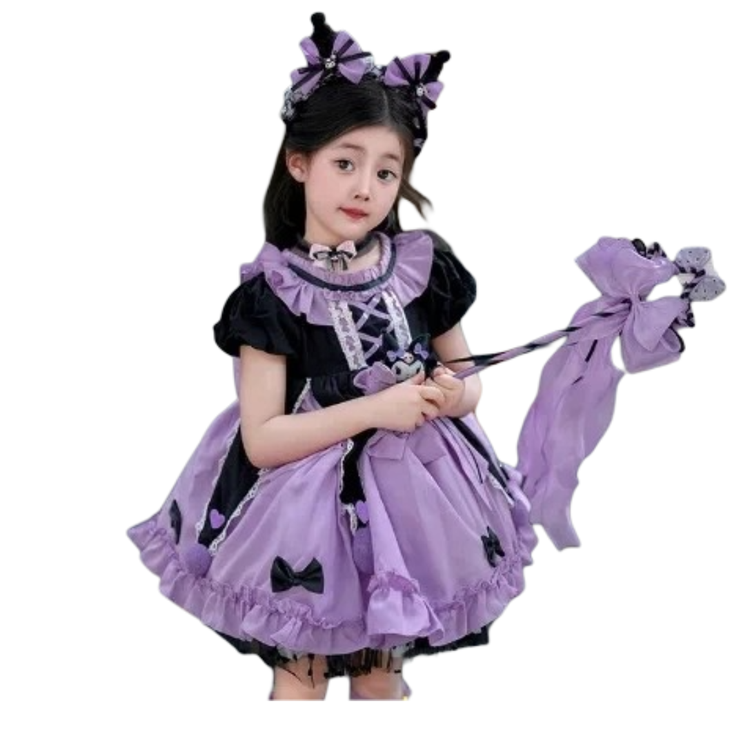 4Pcs Kawaii Sanrio Kuromi Lolita Princess Cosplay Costume