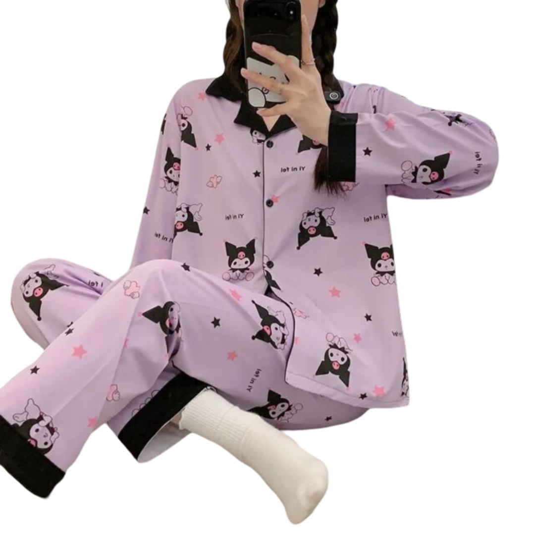 2Pcs Kawaii Sanrio Kuromi Pajama Set