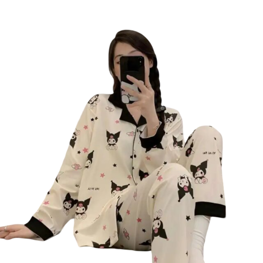2Pcs Kawaii Sanrio Kuromi Pajama Set