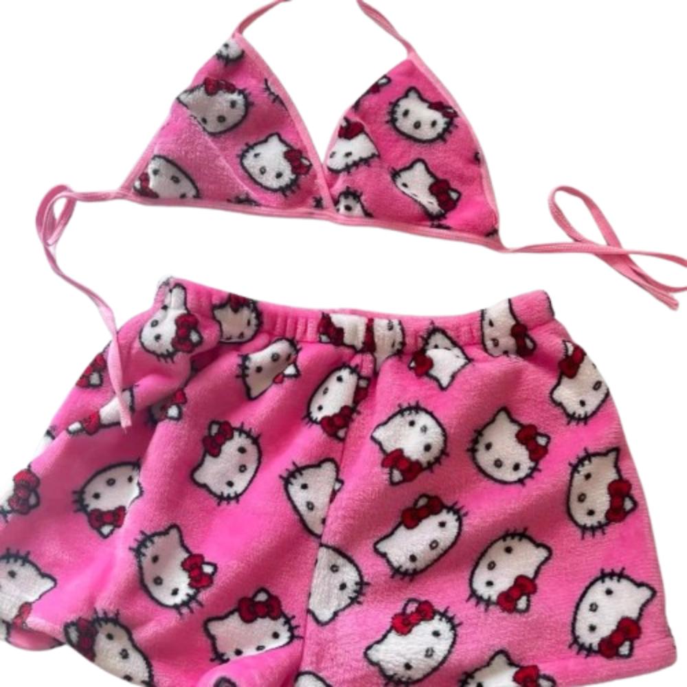 2Pcs Kawaii Hello Kitty Beachwear For Women