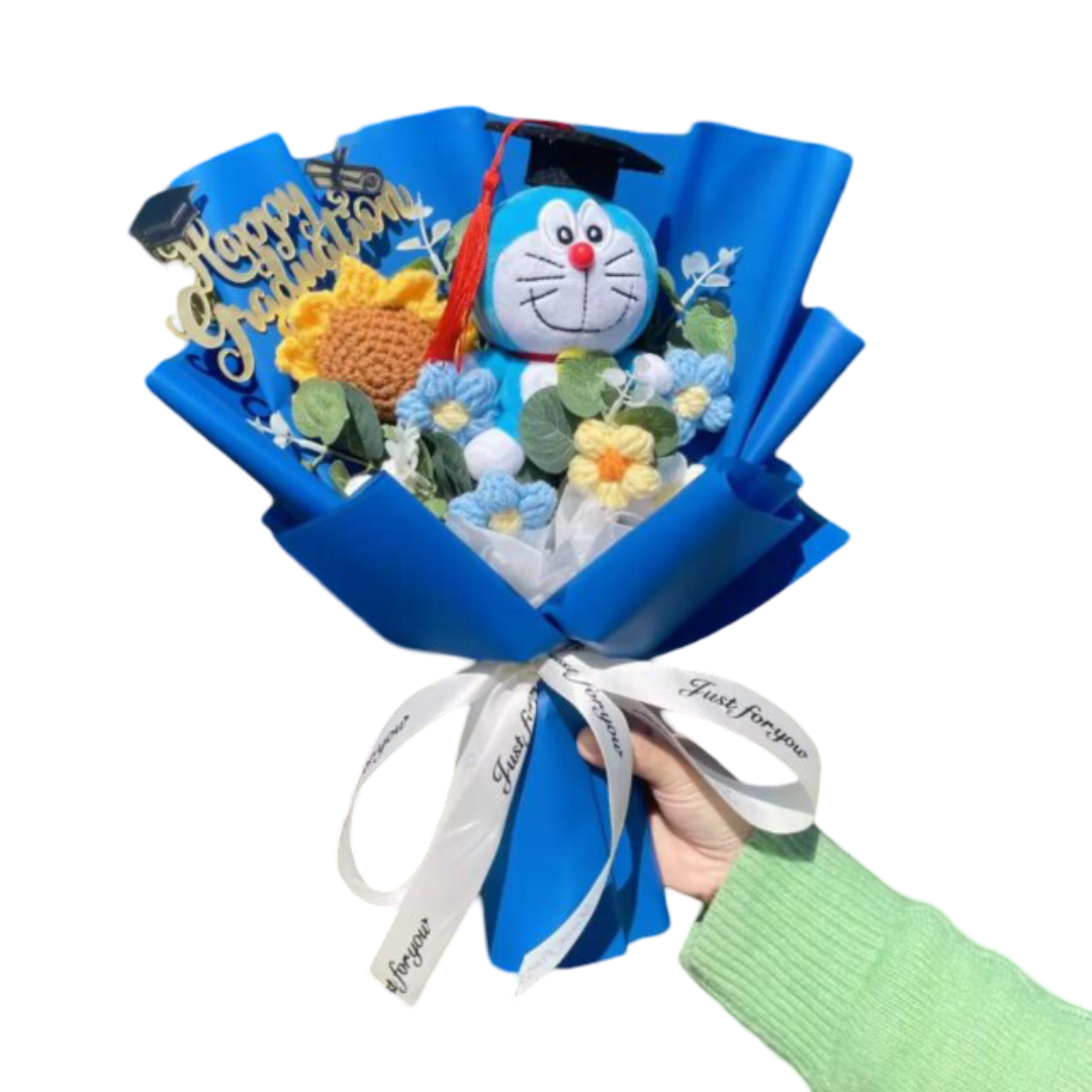 Cartoon Doraemon Kawaii Plush Graduation Bouquet