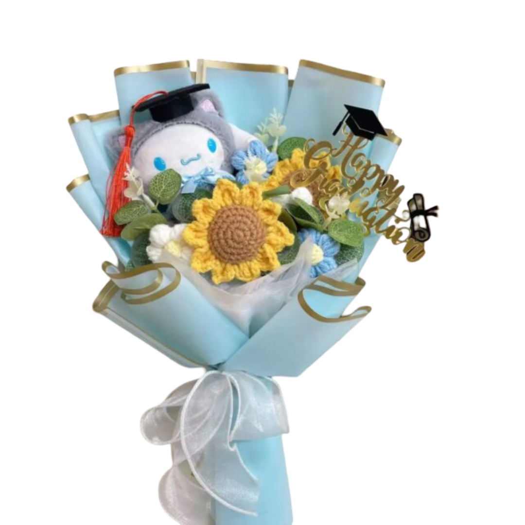 Kawaii Cartoon Cinnamoroll Plush Graduation Bouquet