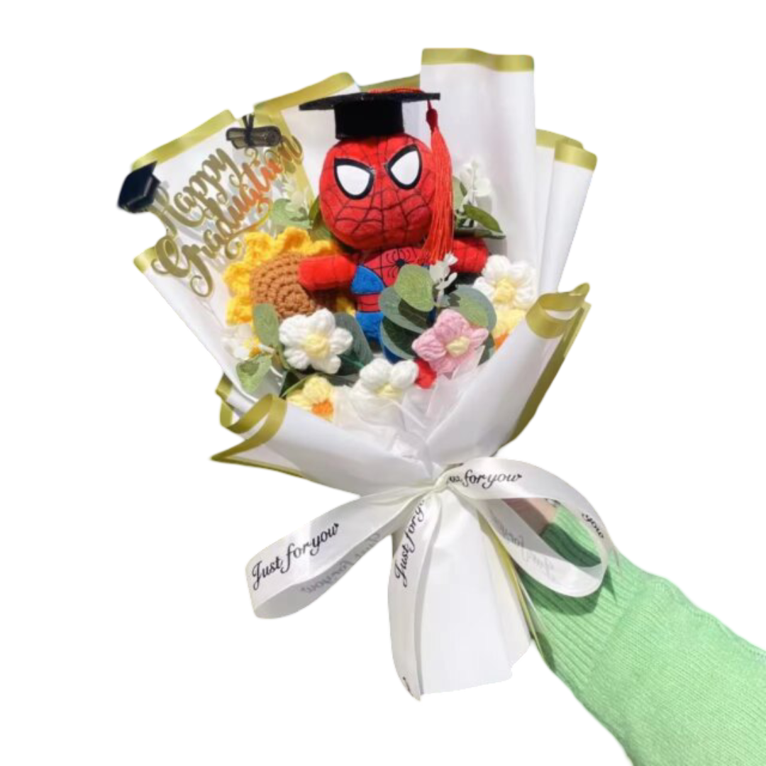 Cartoon Spider-Man Kawaii Plush Graduation Bouquet