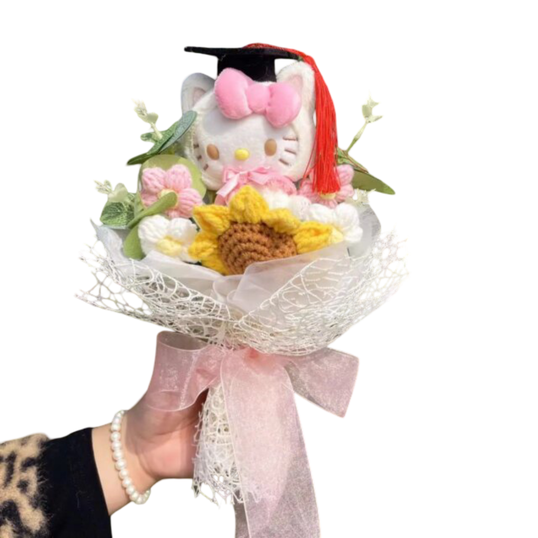 Cartoon Hello Kitty Kawaii Plush Graduation Bouquet
