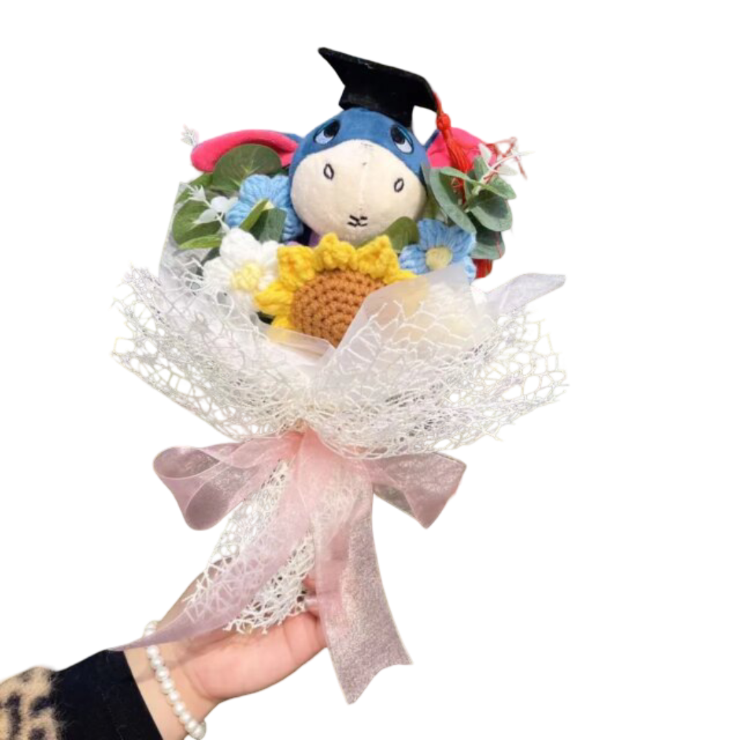 Kawaii Cartoon Eeyore Plush Graduation Bouquet