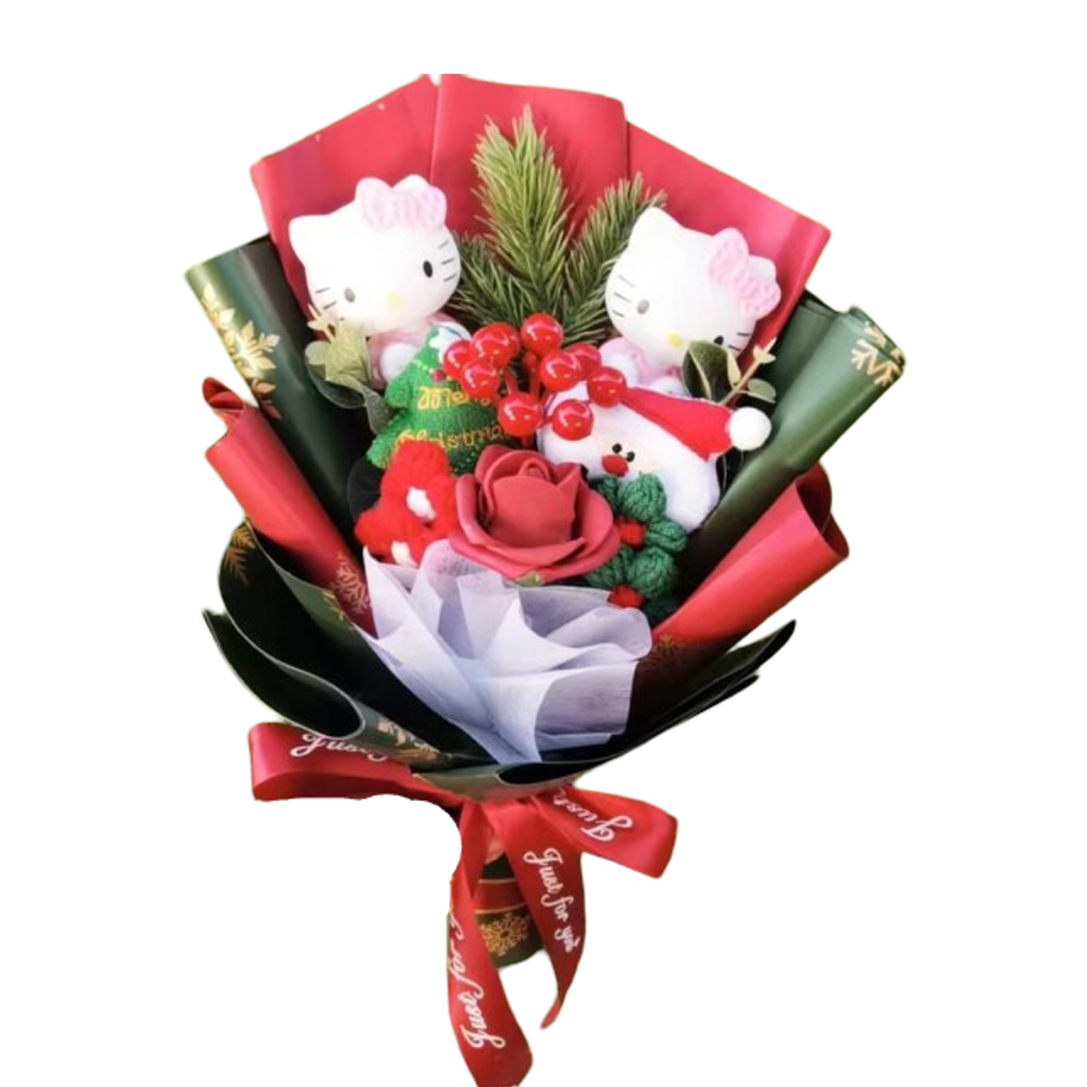 35cm Kawaii Anime Sanrio Christmas Hello Kitty Plush Bouquet