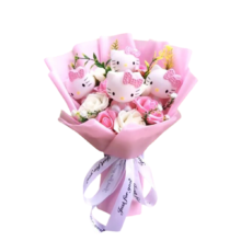 35cm Kawaii Anime Sanrio Hello Kitty With Flower Plush Bouquet 35cm Kawaii Anime Sanrio Hello Kitty With Flower Plush Bouquet