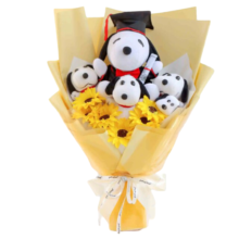 Kawaii Snoopy Graduation With Sunflower Plush Bouquet Kawaii Snoopy Graduation With Sunflower Plush Bouquet