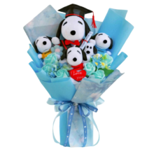 Kawaii Snoopy Graduation With Rose Plush Bouquet Kawaii Snoopy Graduation With Rose Plush Bouquet